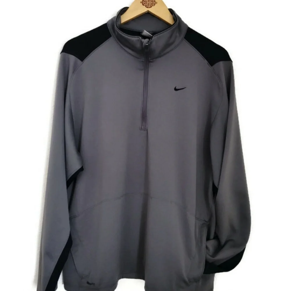 Vintage Nike Dry Fit Y2K Pullover Activewear Grey Black Shirt XL - Picture 2 of 4